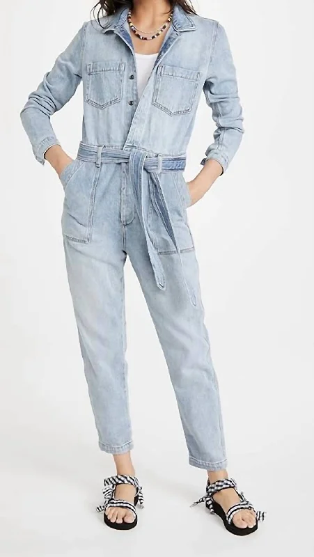 Sustainable Women's Clothing The Alexa Denim Jumpsuit In Tatra