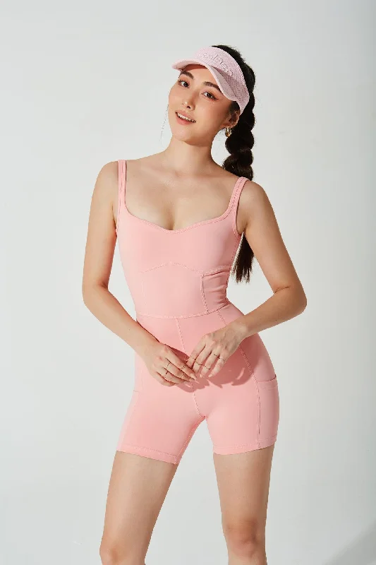 Women's Athletic Garments Kyra Pocket Onesie - Baby Pink