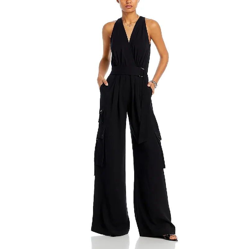 Women's Outdoor Attire Womens Belted Cargo Leg Jumpsuit