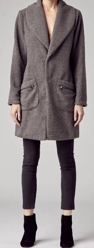 Women's Clothes And Garments Parks Sherpa Coat In Smoke Grey