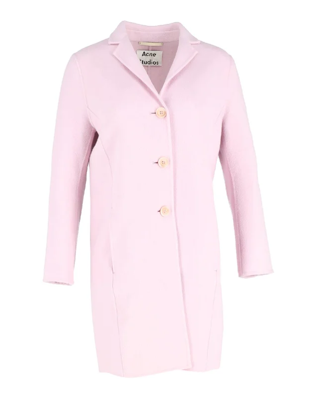 Women's Seasonal Clothes Acne Studios Long Coat in Pink Wool