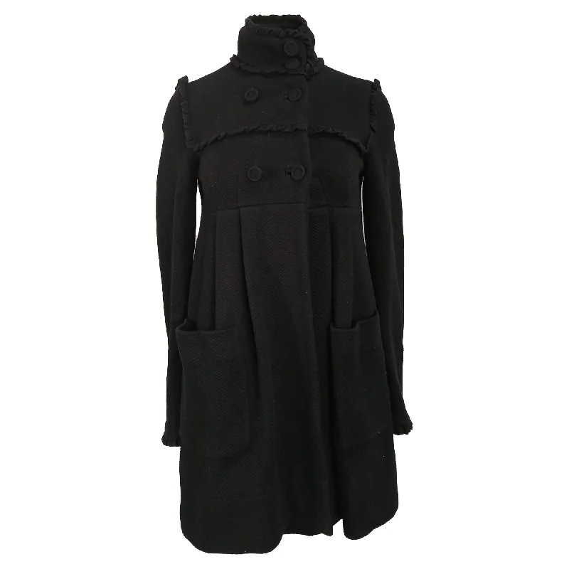 Women's Work Outfit For The Office Diane von Furstenberg Car Coat in Black Cotton