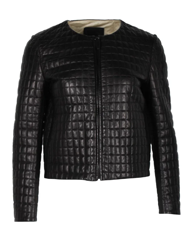 Women's Athletic Clothes Prada Quilted Jacket in Black Lambskin Leather