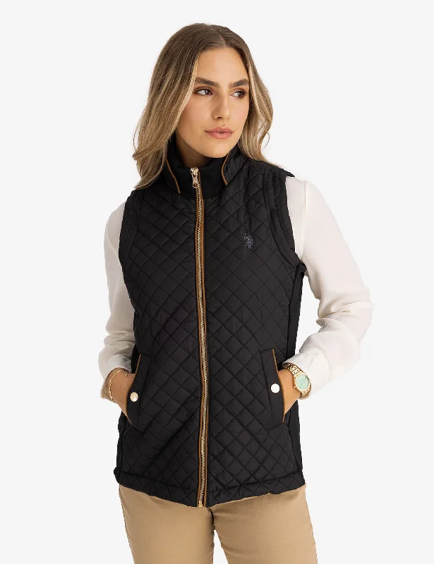 Women's Chic Apparel SIDE KNIT QUILTED VEST