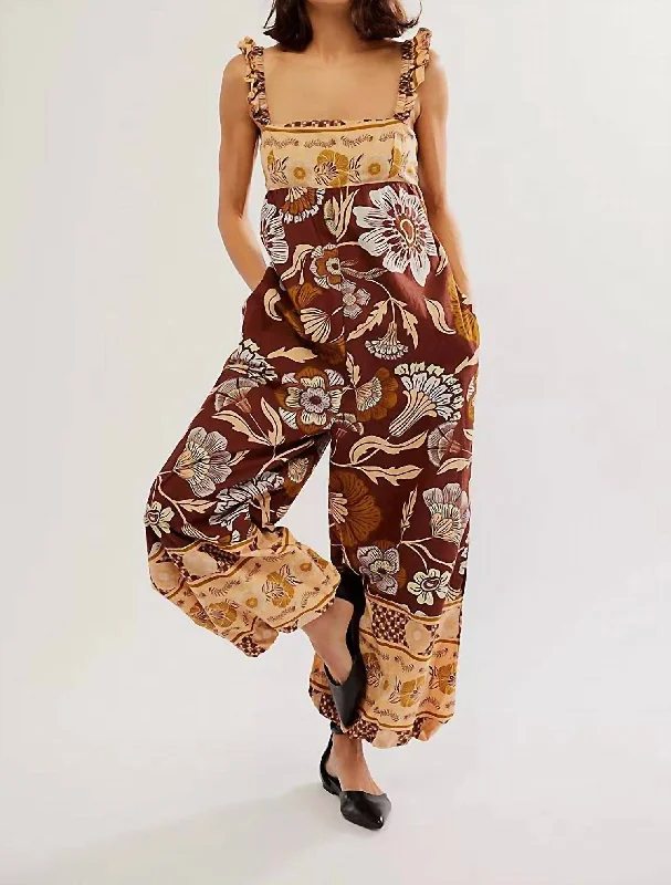 Women's Chic Apparel Bali Albright Jumpsuit In Coffee Combo