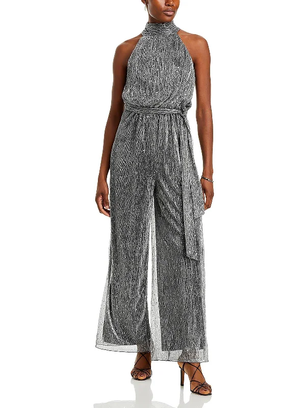 Women's Athletic Garments Womens Metallic Halter Jumpsuit