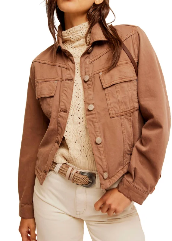 Women's Trendy Clothing Jade Denim Jacket In Chocolate Mousse