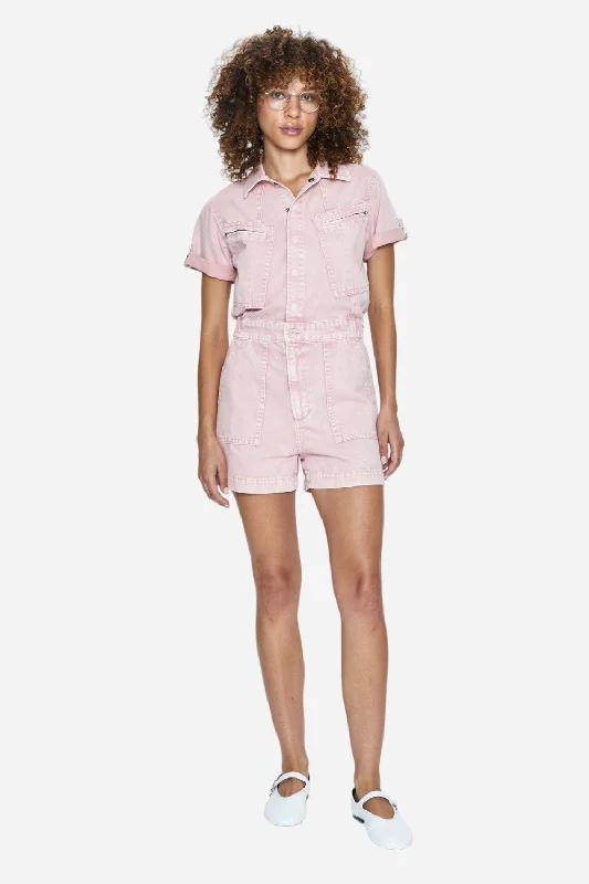 Women's Elegant Clothes Pistola Campbell Short Sleeve Romper in Rose Quartz