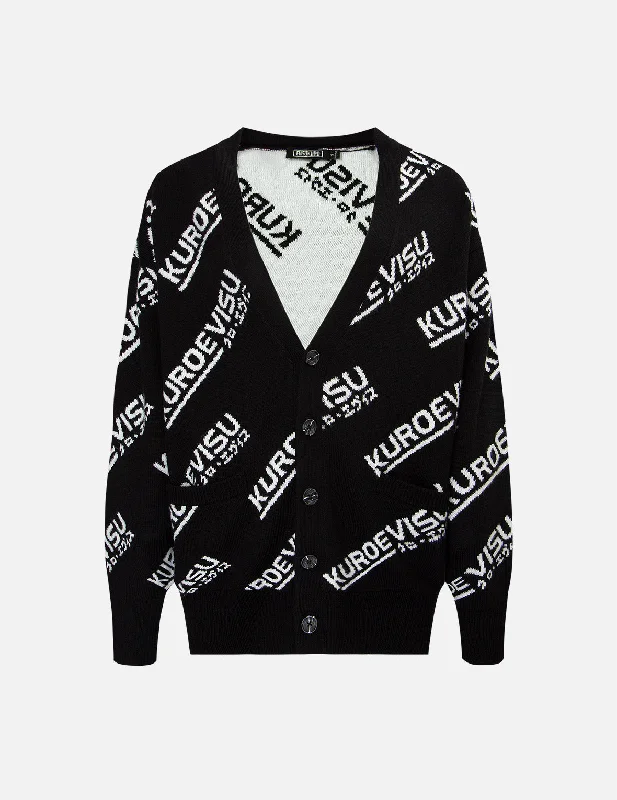 Women's Charming Outfit For Events Allover Logo Intarsia Cardigan