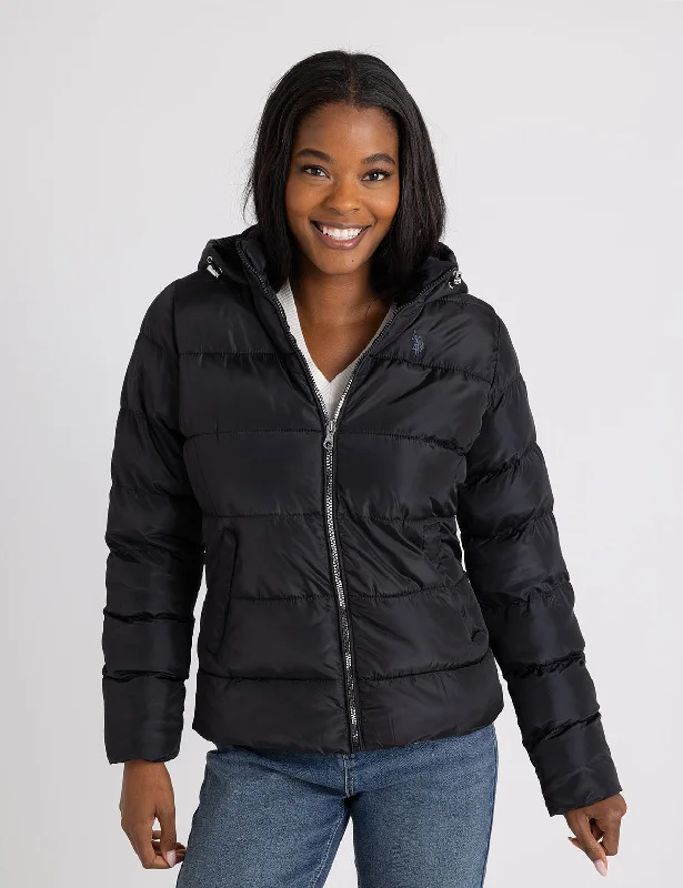 Women's Trendy Outfit COZY HOODED CONTRAST PUFFER JACKET