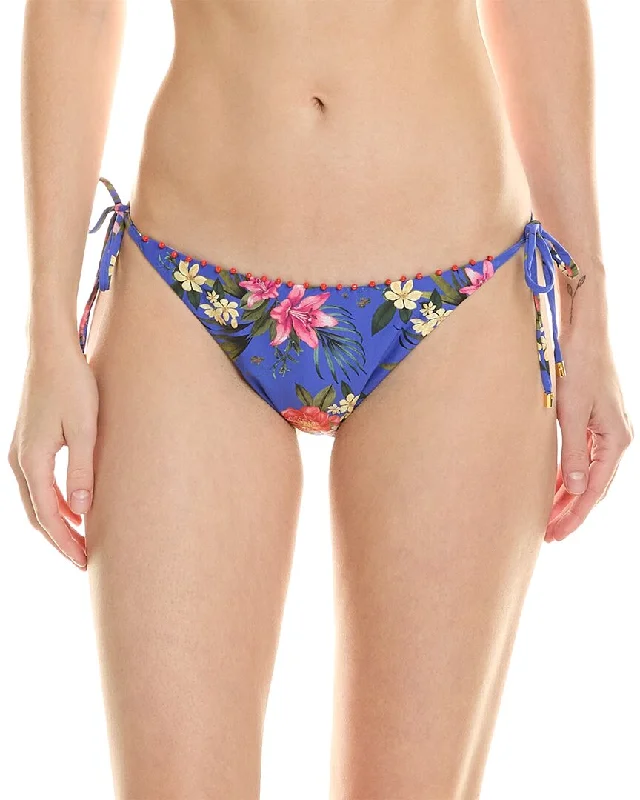 Women's Formal Event Attire PQ Swim Embroidered Tie Teeny Bikini Bottom