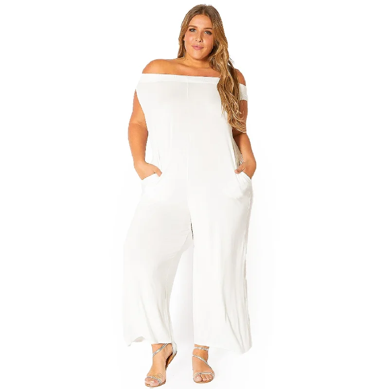 Women's Formal Clothes Plus Size Off Shoulder Wide Leg Jumpsuit