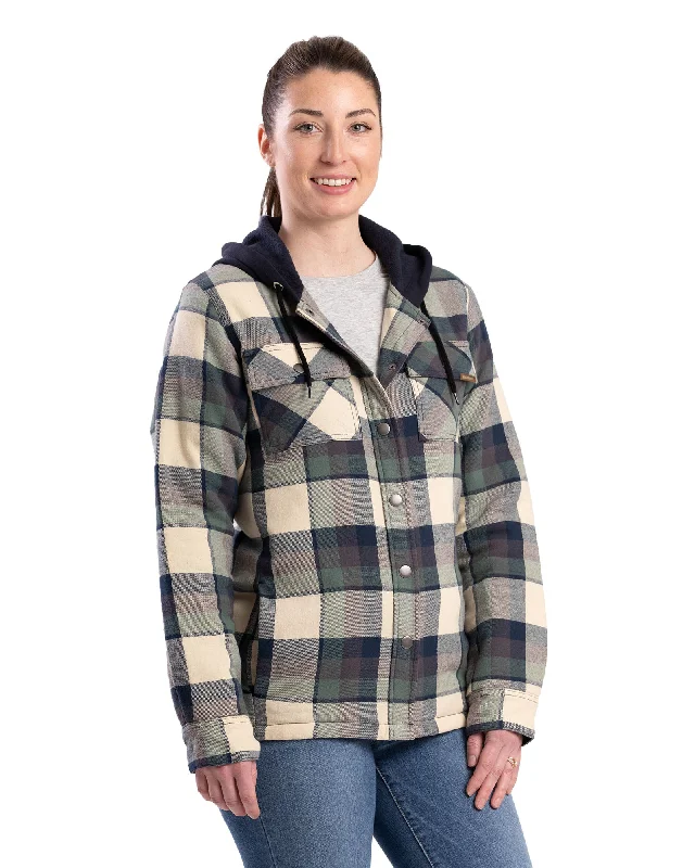 Women's Formal Event Attire Women's Flannel Hooded Shirt Jacket