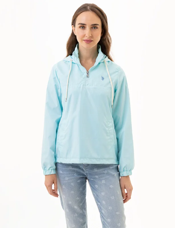 Women's Evening Attire HOODED QUARTER ZIP WINDBREAKER