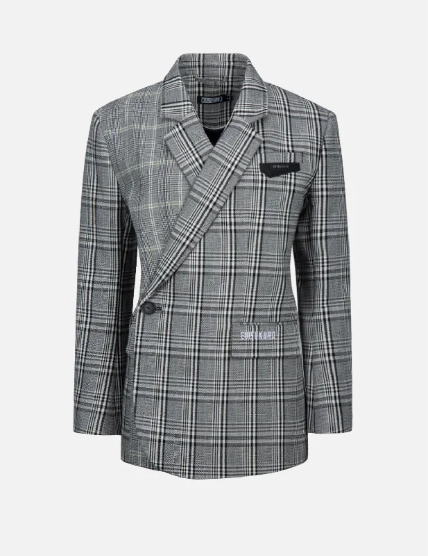 Women's Clothes And Apparel Sets Mixed Plaid Wrapped Blazer