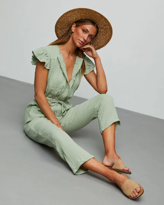 Women's Seasonal Apparel Loyal Pocketed Ruffle Jumpsuit