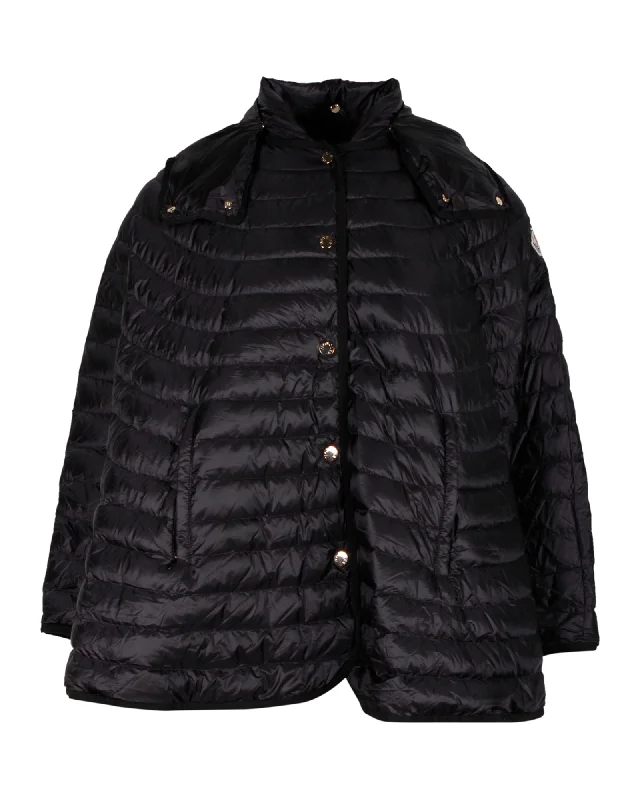 Modern Women's Clothes Moncler Chinchard Poncho-Style Puffer Jacket in Black Nylon