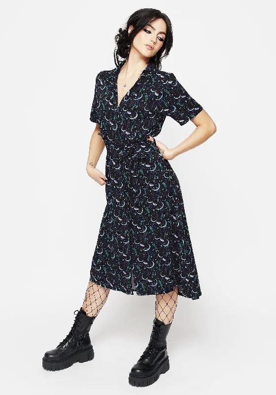 Formal Outfit For Women Diana Moon Moth Midi Shirt Dress