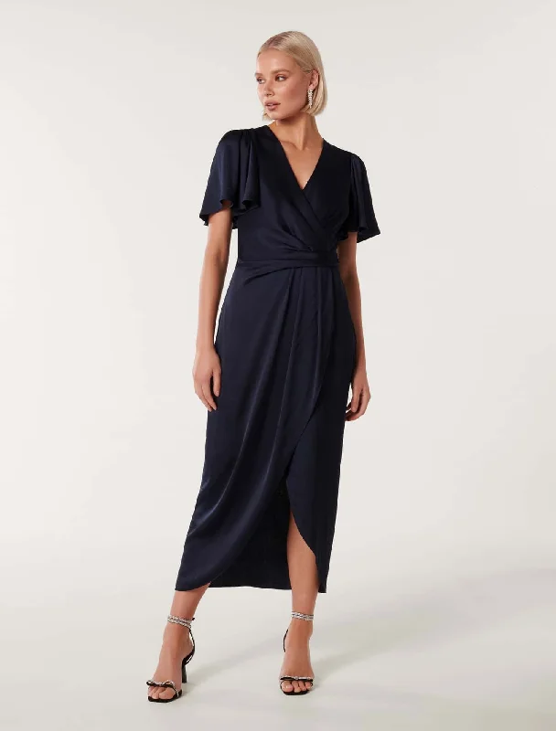 Chic Clothes For Women Estelle Flutter Sleeve Midi Dress