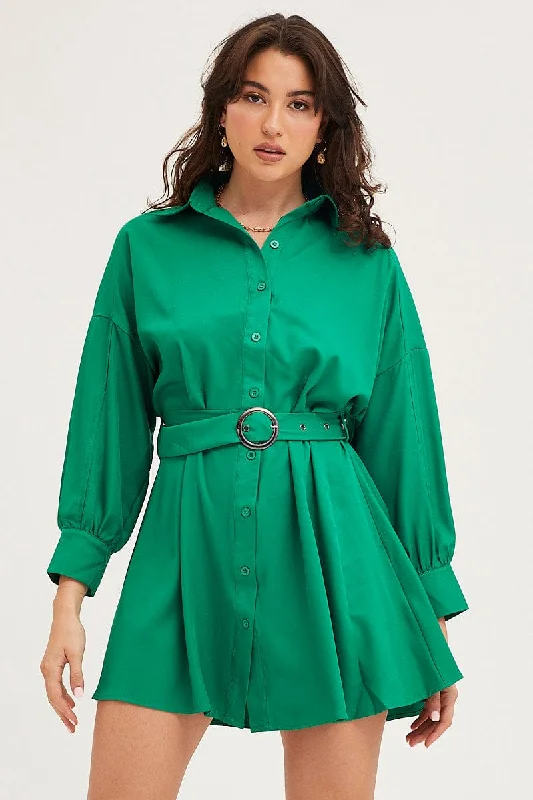 Women's Clothes For Special Occasions Green Dress Long Sleeve Mini