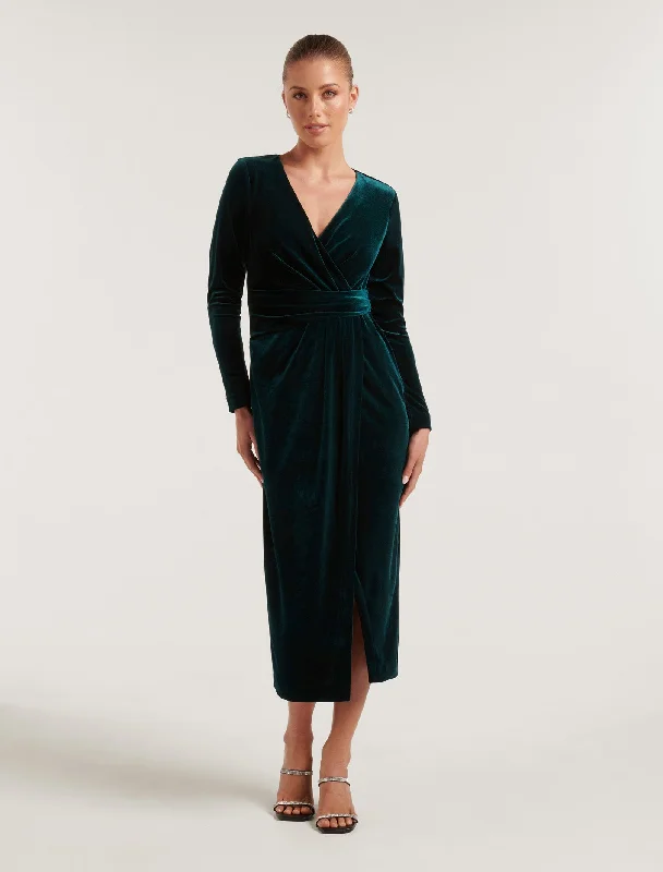 Women's Elegant Apparel Julianne Petite Velvet Midi Dress