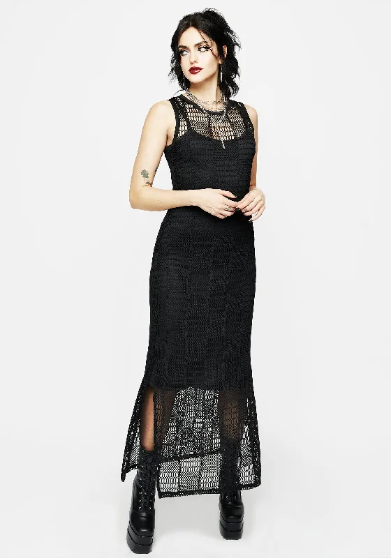 Stylish Women's Outerwear Apparel Kindle Ladder Lace Maxi Dress