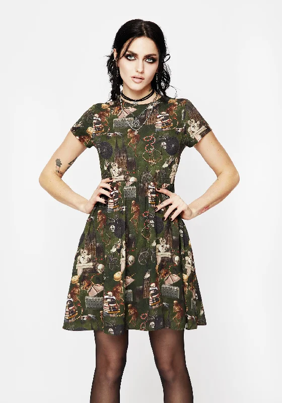 Vintage-Inspired Women's Apparel Maleficium Mini Skater Dress