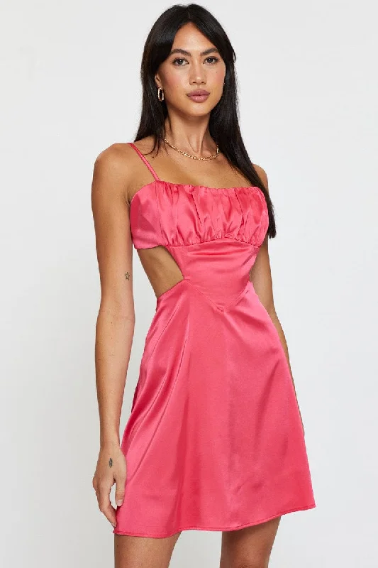 Women's Elegant Outfit Pink A Line Dress Mini