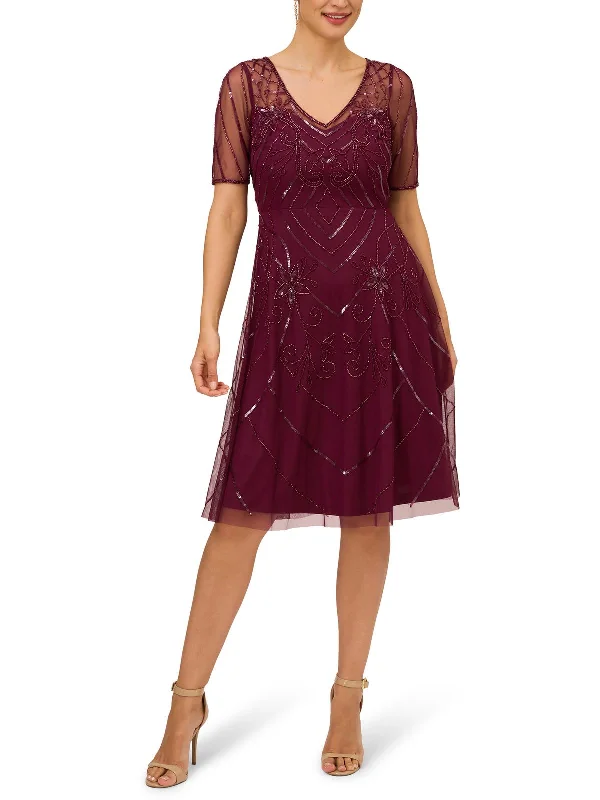 Women's Vintage-Inspired Clothing Womens Sequin Beaded Cocktail And Party Dress