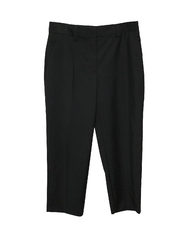 Women's Vacation Outfit Acne Studios Straight Leg Cropped Trousers in Black Wool Blend