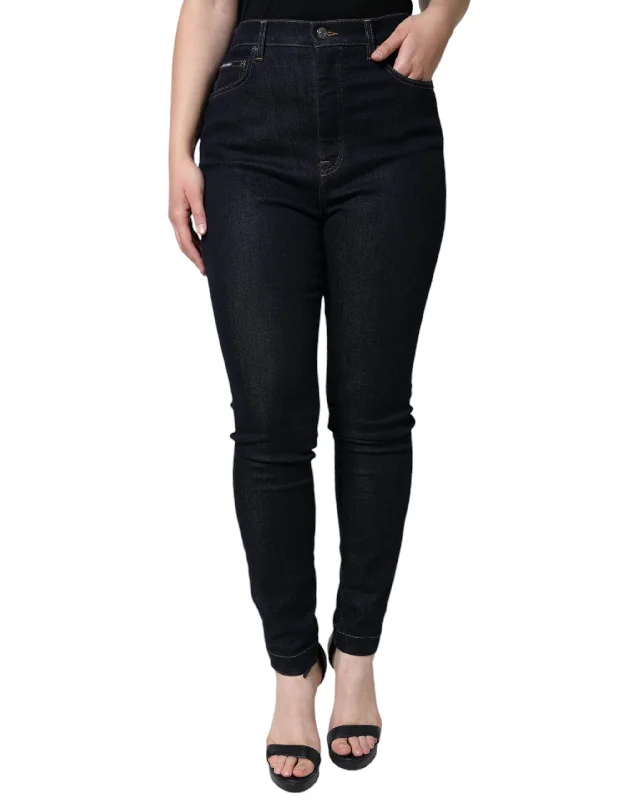 Women's Elegant Clothes Dolce & Gabbana  GRACE High Waist Skinny blue Women's Jeans