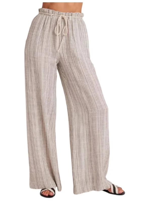 Women's Evening Outfit Drawcord Wide Leg Pants In Beige