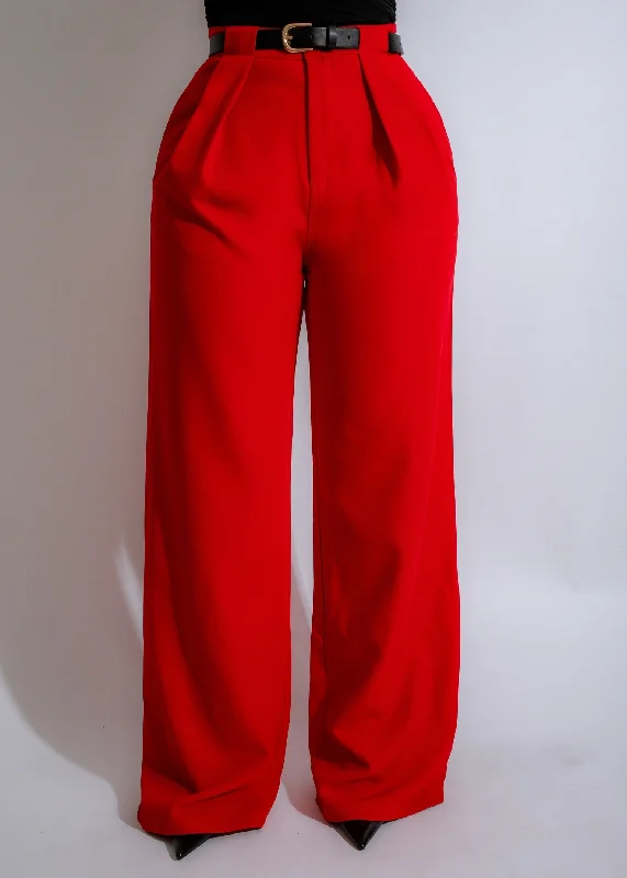 Women's High-Fashion Attire Fiery Flair Pants Red