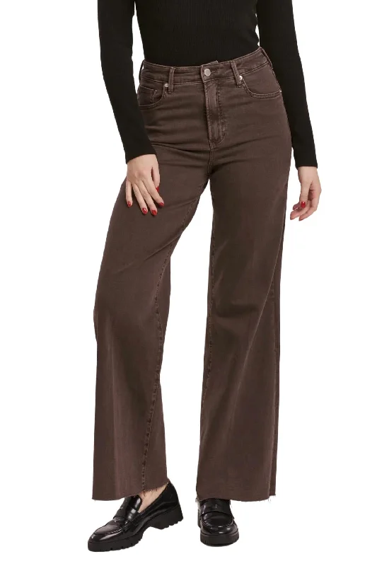 Women's Vintage-Inspired Clothing Fiona High Rise Wide Leg Pant In Mocha Brown