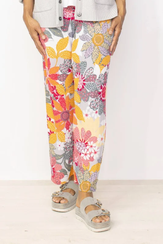 Women's Charming Outfit For Events Floral Flood Pant In Melon