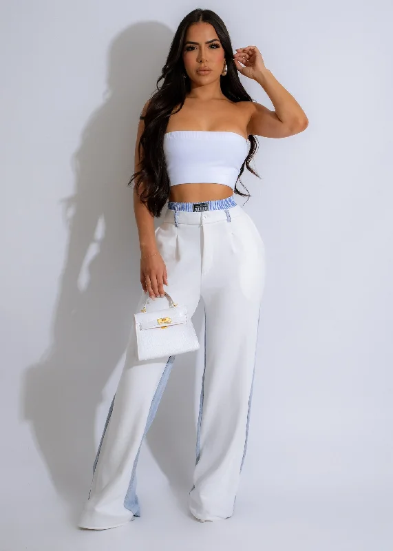 Vintage Clothing For Women Full Of Love Denim Pant White