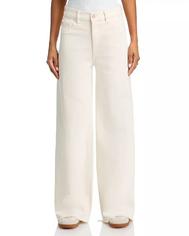 Affordable Women's Apparel Hepburn Wide Leg High Rise Vintage Jeans In Eggshell