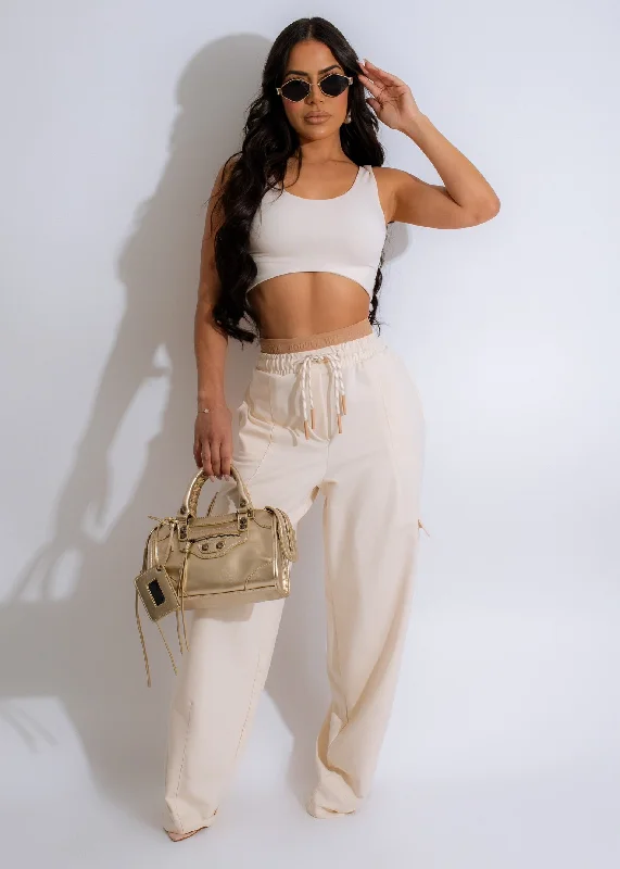 Women's Elegant Evening Outfit Her Time Cargo Pants Nude