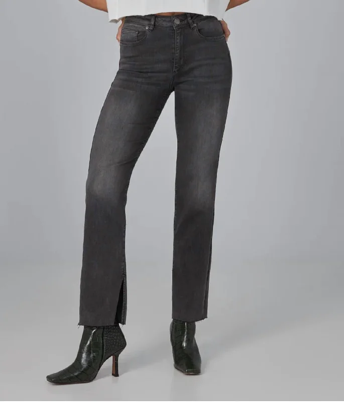 Women's Transitional Outfit Jasper Mid Rise Straight Jean In Smoky Grey