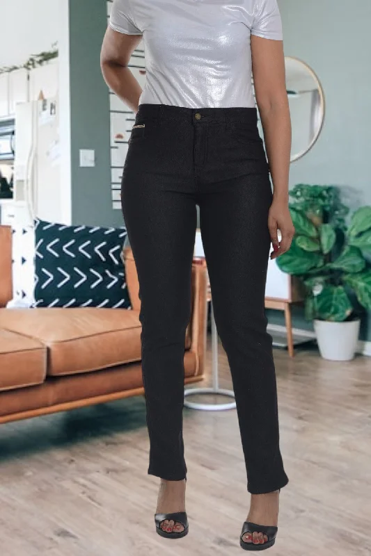 Women's Vacation Garments Ladies Black Jeans