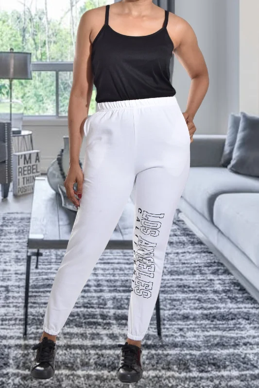 Women's Stylish Outdoor Outfit Ladies Letter Graphic Off White Track Pants