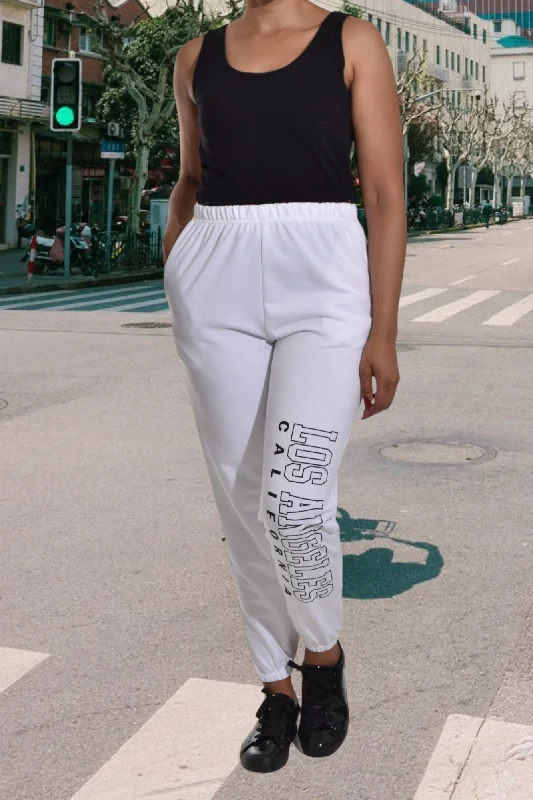 Women's Formal Event Attire Ladies Letter Graphic White Track Pants