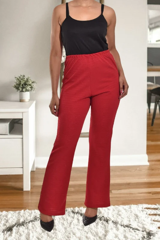 Women's Chic Outfit Ladies Red Stretch Pants