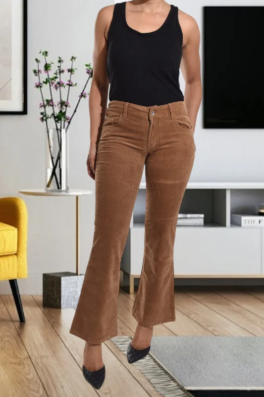 Women's Cozy Winter Attire Light Brown Corduroy Pants