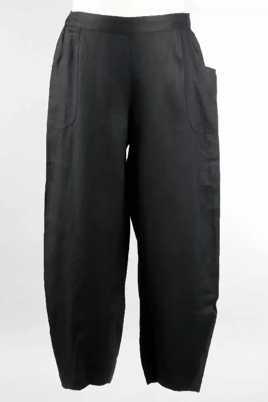 Women's Elegant Formal Outfit Linen Lantern Pant In Black