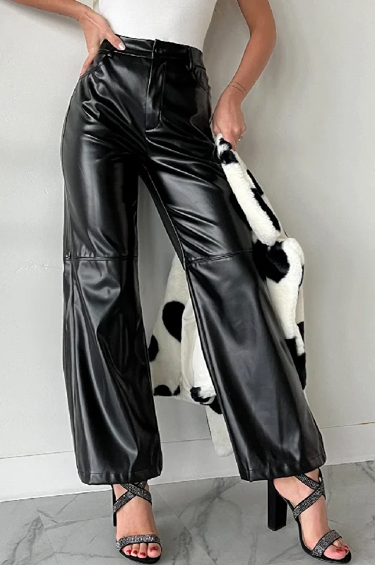 Comfortable Outfit For Women Made For The City Faux Leather Pants (Black)