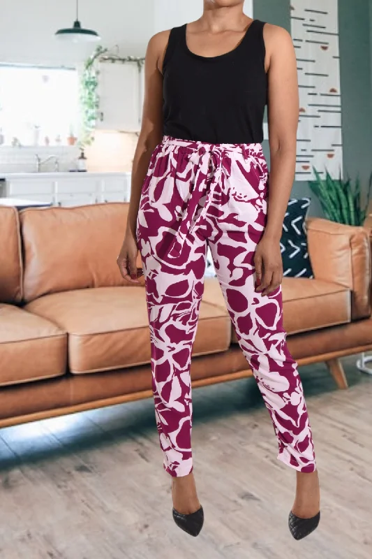 Formal Outfit For Women Maroon Floral Pocket Pants