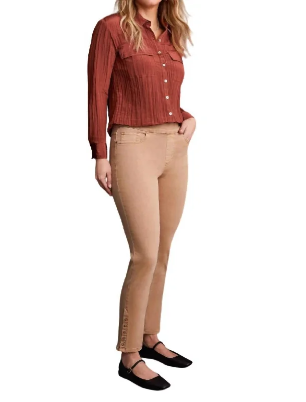 Sustainable Women's Clothing Pull On Ankle Pants In Tan