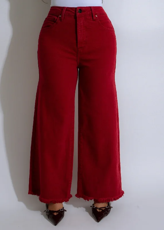 Women's Evening Wear Outfit Sable Flare Jeans Red