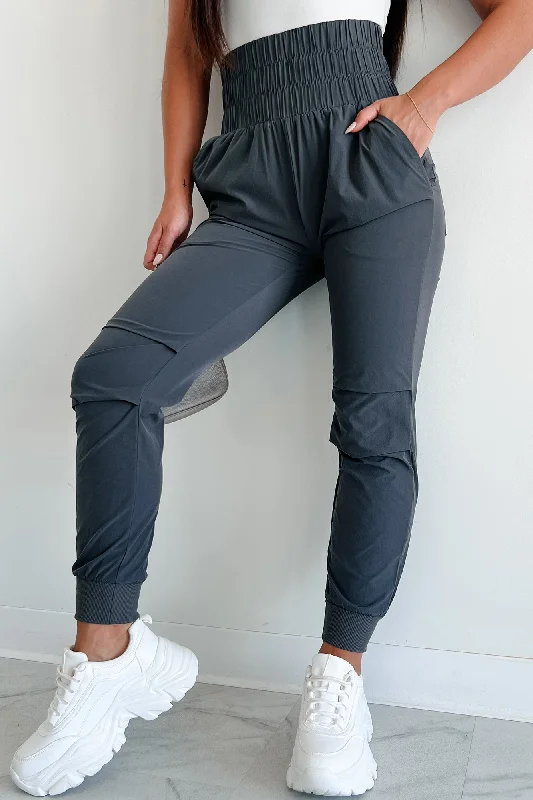 Classic Women's Apparel Thrill Of The Game High Waist Joggers (Charcoal)